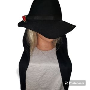 Georgi 100 % Wool Ladies Vintage Black Hat Band With Chin Ties Michael Howard